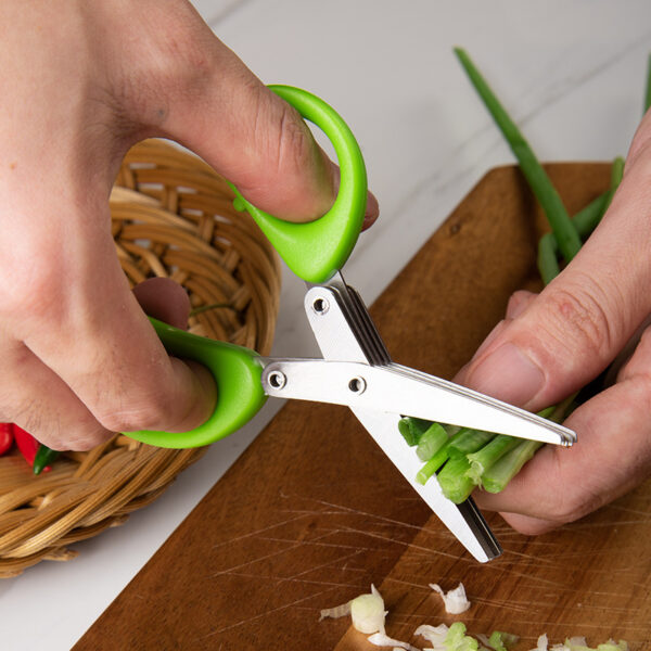 Multifunctional Multi-layer Green Onion Scissors Stainless Steel Onion Cutting Knife Herb Seaweed Spice Scissors Kitchen Scissor Kitchen Gadgets - Image 2